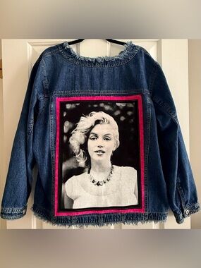 Custom Upcycled Marilyn Monroe Denim Jacket OOAK Size 20W